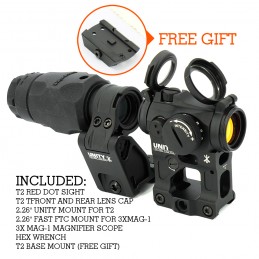 dscshop T2 RED DOT&3XMAG-1 MAGNIFIER&UNITY 2.26" Height FAST QD FTC Mount 4 Piece COMBO