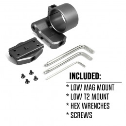 Arisaka Low Micro Mounts Optic Centerline: 0.9" Height For T2 And 3X Magnifier Combo