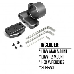 Arisaka Low Micro 3X Magnifier Mounts (0.9 Height) Combo For T2