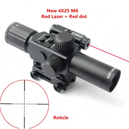 NEW M6 Upgrade 4X25 IR with Red Dot Sight Tactical Rifle Scope