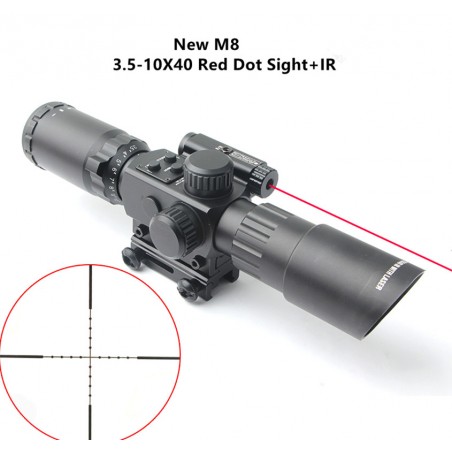 New M8 3.5-10X40 Ipx4 1/4moa Red Dot Sight+IR Nitrogen Filled and FogProof For Airsoft Hunting
