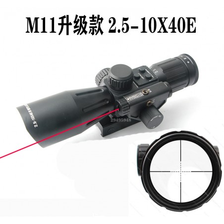 M11 Upgrade  2.5-10X40E IR with Red Dot Sight Tactical Rifle Scope IPX4 1/4MOA Optical Sight for Airsoft Hunting